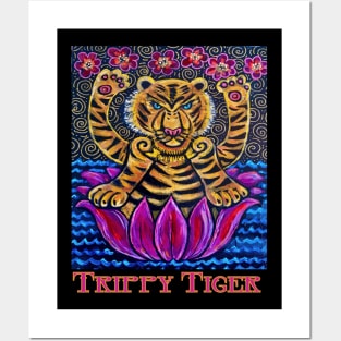 Trippy Hippie Tiger Posters and Art